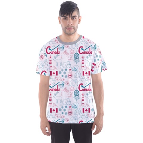 Colorful Fun Colorful Sketch Canada Pattern Men s Sport Mesh Tee by CoolDesigns