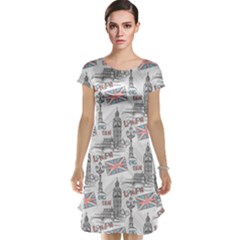 Gray With London S Big Ben Stylish Design Cap Sleeve Nightdress