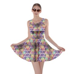 Purple Owls Pattern Skater Dress