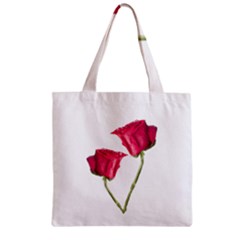 Red Roses Photo Zipper Grocery Tote Bag by dflcprints