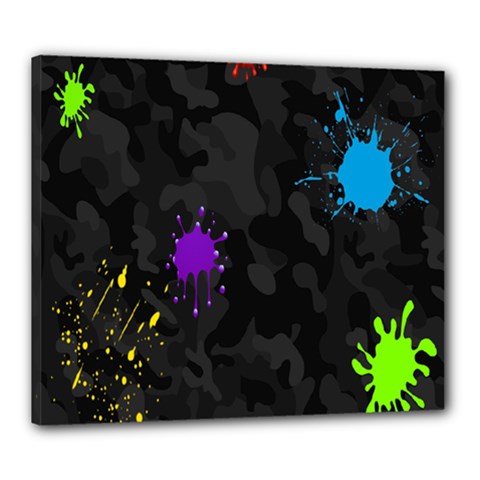 Black Camo Spot Green Red Yellow Blue Unifom Army Canvas 24  X 20 