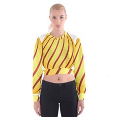 Yellow Striped Easter Egg Gold Women s Cropped Sweatshirt