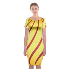 Yellow Striped Easter Egg Gold Classic Short Sleeve Midi Dress