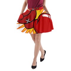 Boxing Gloves Red Orange Sport A-line Pocket Skirt by Alisyart