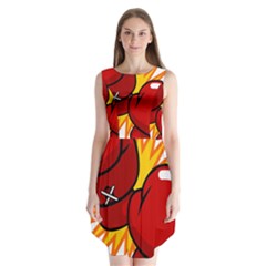 Boxing Gloves Red Orange Sport Sleeveless Chiffon Dress   by Alisyart