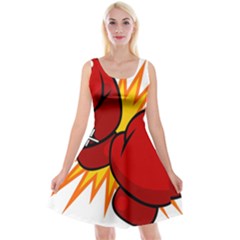 Boxing Gloves Red Orange Sport Reversible Velvet Sleeveless Dress by Alisyart