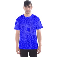 Blue Perspective Grid Distorted Line Plaid Men s Sport Mesh Tee