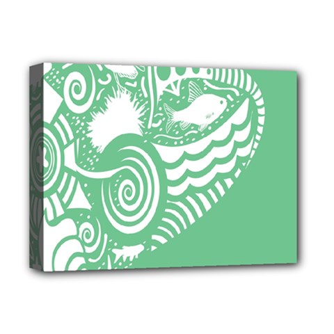 Fish Star Green Deluxe Canvas 16  X 12  