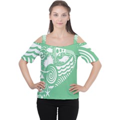 Fish Star Green Women s Cutout Shoulder Tee