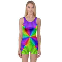 Complex Beauties Color Line Tie Purple Green Light One Piece Boyleg Swimsuit by Alisyart