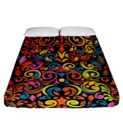 Chisel Carving Leaf Flower Color Rainbow Fitted Sheet (california King Size)