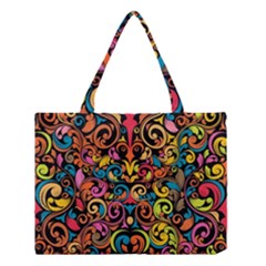 Chisel Carving Leaf Flower Color Rainbow Medium Tote Bag by Alisyart