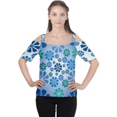 Geometric Flower Stair Women s Cutout Shoulder Tee