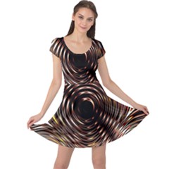 Gold Waves Circles Water Wave Circle Rings Cap Sleeve Dresses by Alisyart