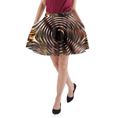 Gold Waves Circles Water Wave Circle Rings A-line Pocket Skirt