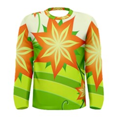 Graphics Summer Flower Floral Sunflower Star Orange Green Yellow Men s Long Sleeve Tee by Alisyart