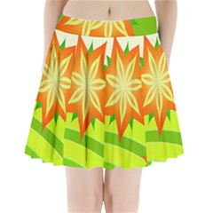 Graphics Summer Flower Floral Sunflower Star Orange Green Yellow Pleated Mini Skirt