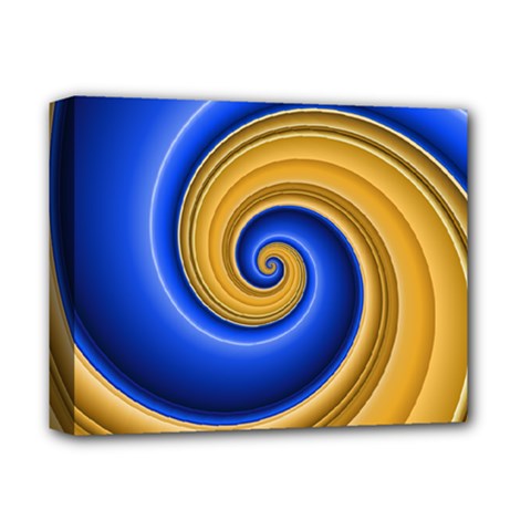 Golden Spiral Gold Blue Wave Deluxe Canvas 14  X 11 