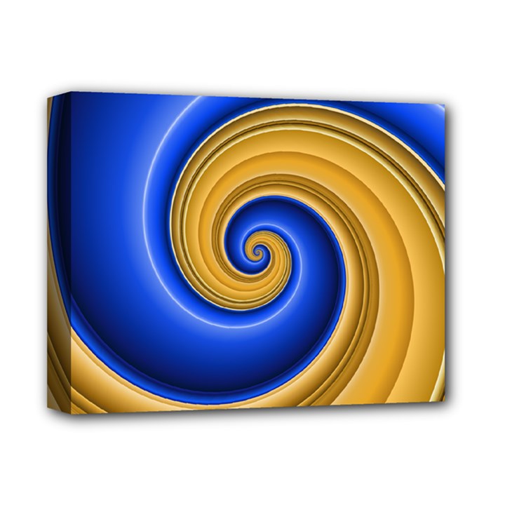 Golden Spiral Gold Blue Wave Deluxe Canvas 14  x 11 