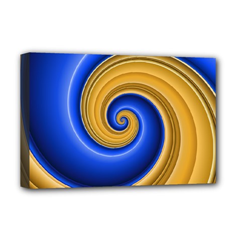 Golden Spiral Gold Blue Wave Deluxe Canvas 18  X 12  