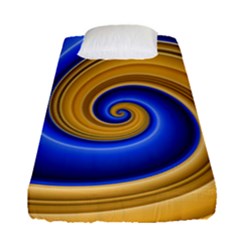 Golden Spiral Gold Blue Wave Fitted Sheet (single Size) by Alisyart