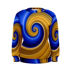 Golden Spiral Gold Blue Wave Women s Sweatshirt