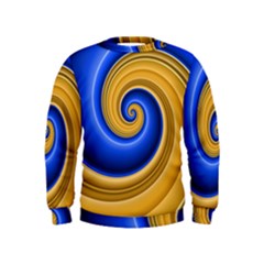 Golden Spiral Gold Blue Wave Kids  Sweatshirt by Alisyart