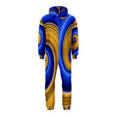 Golden Spiral Gold Blue Wave Hooded Jumpsuit (kids) by Alisyart