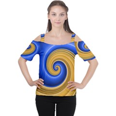 Golden Spiral Gold Blue Wave Women s Cutout Shoulder Tee