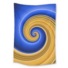 Golden Spiral Gold Blue Wave Large Tapestry