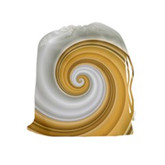 Golden Spiral Gold White Wave Drawstring Pouches (extra Large)