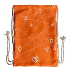 Leadership Deep Dive Orange Line Circle Plaid Triangle Drawstring Bag (large)