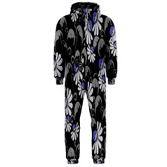 Flourish Floral Purple Grey Black Flower Hooded Jumpsuit (men) 