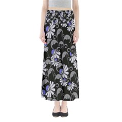 Flourish Floral Purple Grey Black Flower Maxi Skirts by Alisyart