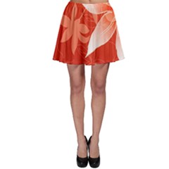 Lily Flowers Graphic White Orange Skater Skirt by Alisyart