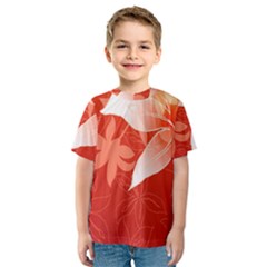 Lily Flowers Graphic White Orange Kids  Sport Mesh Tee