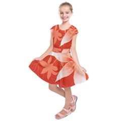 Lily Flowers Graphic White Orange Kids  Short Sleeve Dress by Alisyart