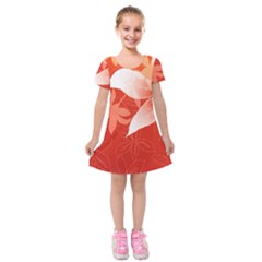 Lily Flowers Graphic White Orange Kids  Short Sleeve Velvet Dress by Alisyart