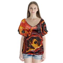 Lava Active Volcano Nature Flutter Sleeve Top