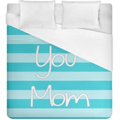 Love You Mom Stripes Line Blue Duvet Cover (king Size)