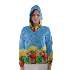 Fruit Water Bubble Lime Blue Hooded Wind Breaker (women)