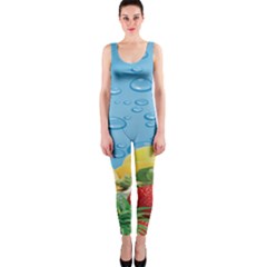 Fruit Water Bubble Lime Blue Onepiece Catsuit by Alisyart