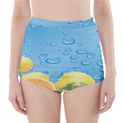 Fruit Water Bubble Lime Blue High-waisted Bikini Bottoms