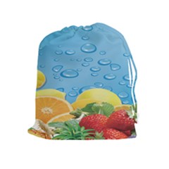 Fruit Water Bubble Lime Blue Drawstring Pouches (extra Large) by Alisyart