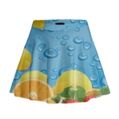 Fruit Water Bubble Lime Blue Mini Flare Skirt by Alisyart