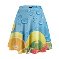 Fruit Water Bubble Lime Blue High Waist Skirt by Alisyart