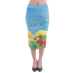 Fruit Water Bubble Lime Blue Midi Pencil Skirt by Alisyart