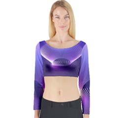 Lines Lights Space Blue Purple Long Sleeve Crop Top by Alisyart