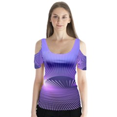 Lines Lights Space Blue Purple Butterfly Sleeve Cutout Tee 