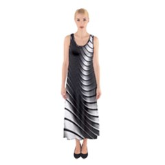 Metallic Waves Sleeveless Maxi Dress